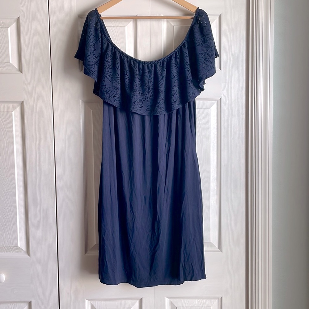 LANE BRYANT Convertible Off-the-Shoulder A Line Dress w/ Lace Cutout design